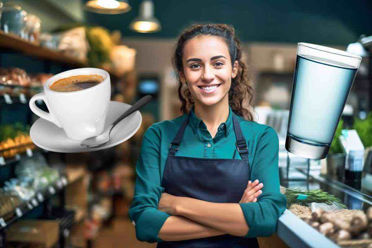 Quando si beve il bicchiere d'acqua al bar, prima o dopo il caffè: il motivo